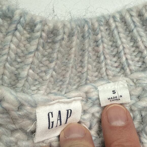 Gap Sweater Chunky Cable Light Blue Marled Knit Size S Small Alpaca/Wool Blend - Picture 6 of 9